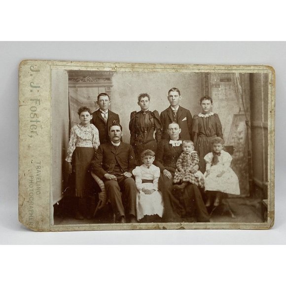Vintage 1900s Family Cabinet Cards Black White Pictures Lot of 3 JJ Foster Photo - Picture 7 of 11